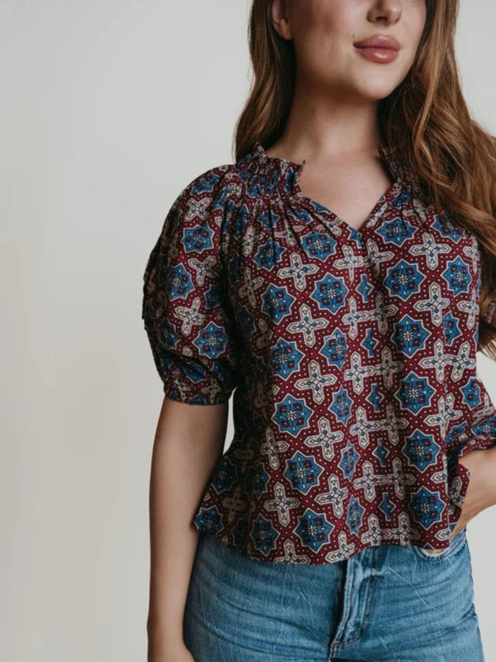 Laroque Boho Sims cropped blouse NWT L Large